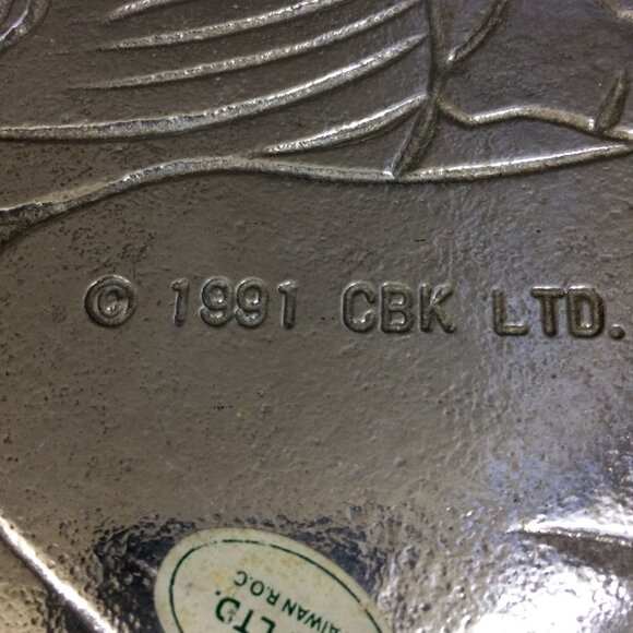 Vintage Metal Trinket Plate 3D Elephant Carved 1991 Made in Taiwan CBK - Picture 4 of 4